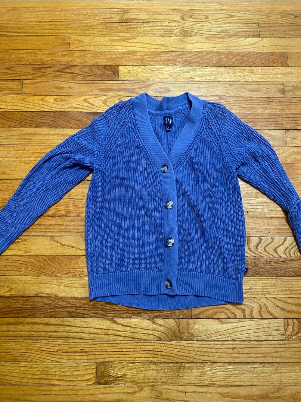 GAP Women's Periwinkle Blue Ribbed Button Cardigan